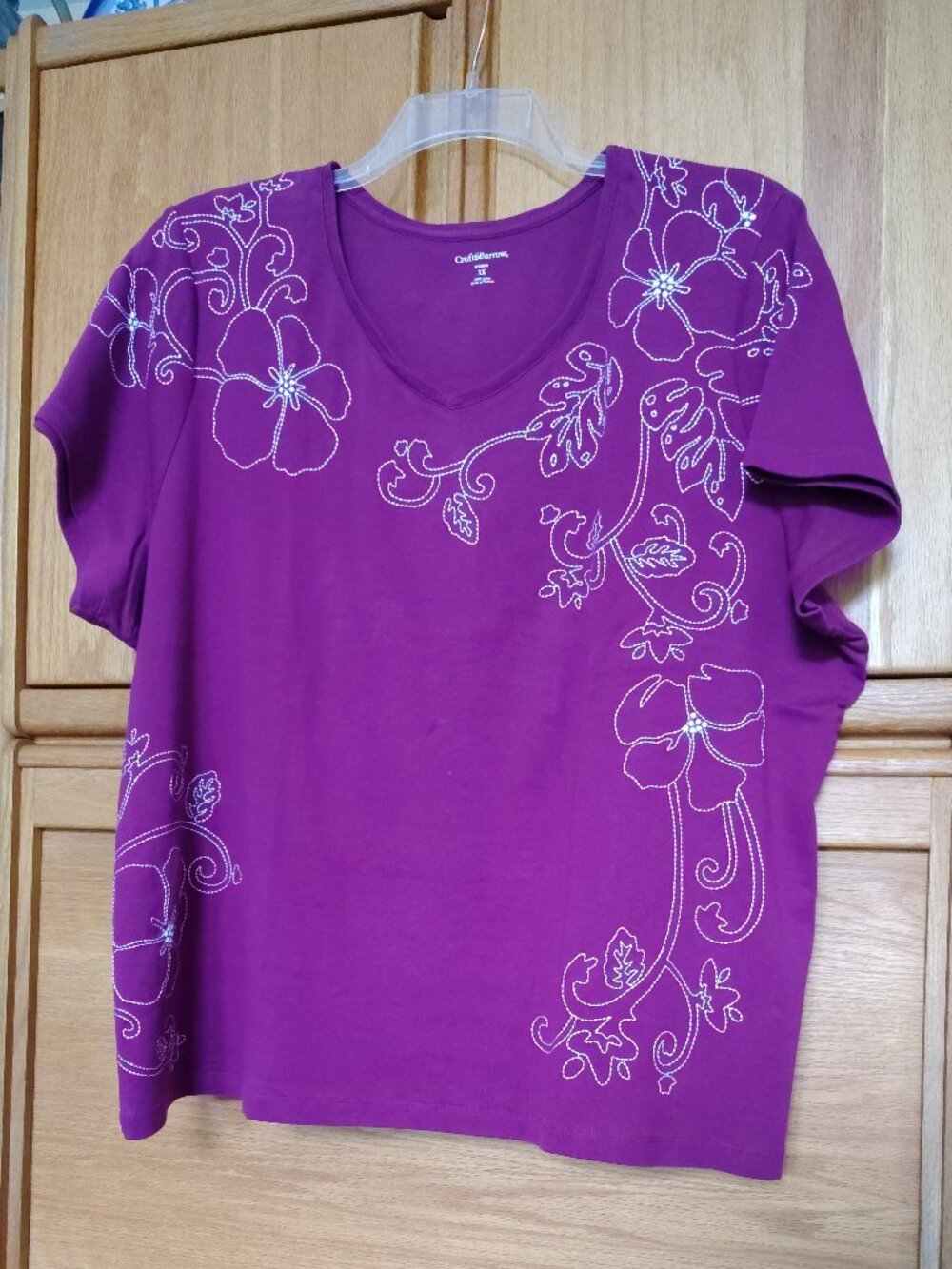 CROFT & BARROW PURPLE EMBROIDERED SHIRT IN SIZE 3X